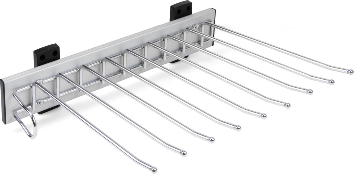 Emuca Broekenrek met zijmontage Self voor garderobe, linkermontage, staal en kunststof, chromen afwerking.