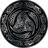 Celtic Tree - Wandcirkel Aluminium -  Drie Hoornen van Odin - rond930cm - Zwart - Zilver - Pagan - Heidens - Keltisch - Magisch - Muurcirkel - Wanddeco - Dibond