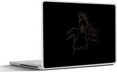 Laptop sticker - 14 inch - Vrouw - Zwart - Goud - Line art - 32x5x23x5cm - Laptopstickers - Laptop skin - Cover