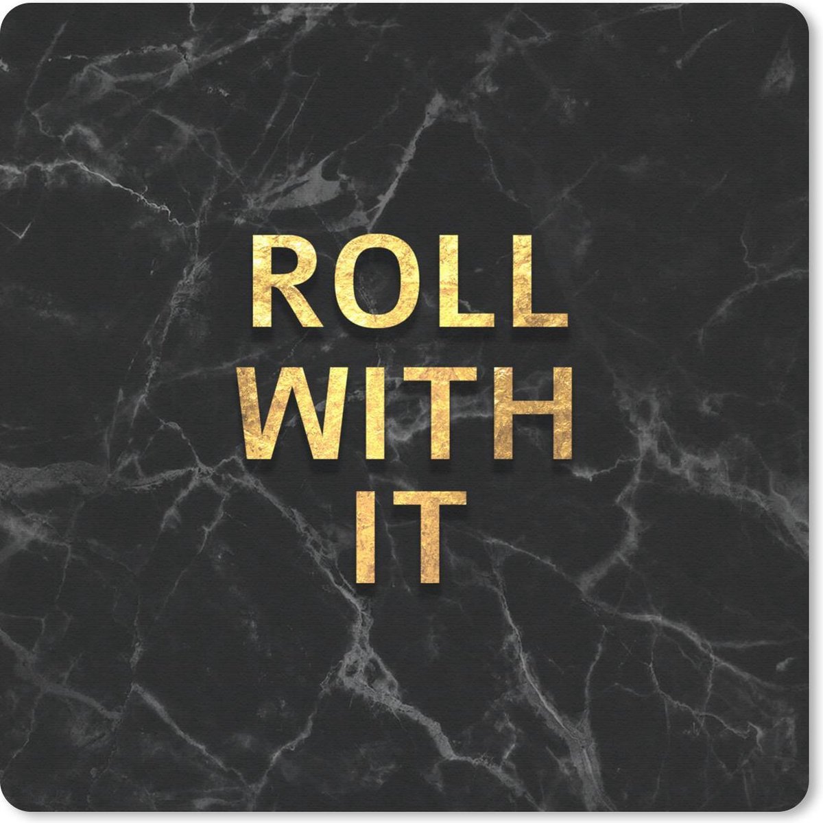 Muismat 20x20 cm - Mousepad Quotes - Motivatie - Goud - Marmer print - Muismatten