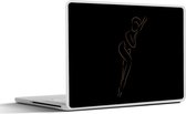 Laptop sticker - 13.3 inch - Vrouw - Zwart - Goud - Line art - 31x22,5cm - Laptopstickers - Laptop skin - Cover
