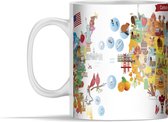 Mok - een cartoonkaart van de VS - 350 ml - Beker