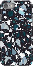 Apple iPhone 7 Telefoonhoesje - Extra Stevig Hoesje - 2 lagen bescherming - Met Marmerprint - Terrazzo - Zwart