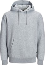 JACK & JONES relaxt fit trui katoen - soft hoodie middeldik - licht grijs melange -  Maat: XL