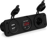 Inbouw sigarettenaansteker met VOLT meter en USB lader 2x