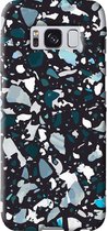 Samsung Galaxy S8 Telefoonhoesje - Premium Hardcase Hoesje - Dun en stevig plastic - Met Marmerprint - Terrazzo - Zwart