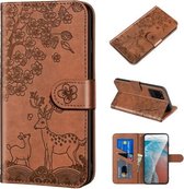 Voor Samsung Galaxy S20 Ultra Sika Herten Embossing Patroon Horizontale Flip PU Lederen Case met Houder & Kaartsleuf & Portemonnee & Fotolijst (Bruin)