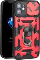 Sliding Camera Cover Design Camouflage Series TPU + pc-beschermhoes voor iPhone 12 Pro (rood)