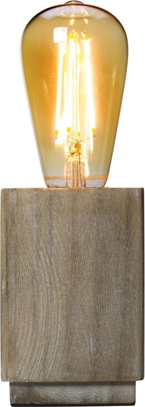 Buik Afslachten pariteit Gusta - LED Lamp - Vitage look - Hout - 8x8x25cm | bol.com
