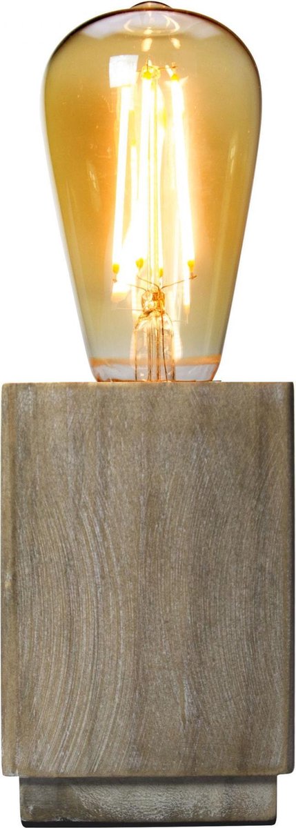Gusta - LED Lamp - Vitage look - Hout - 8x8x25cm