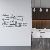 Muursticker Woorden Met Kok -  Donkergrijs -  160 x 84 cm  -  keuken  engelse teksten - Muursticker4Sale