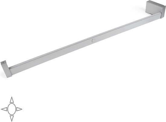 Emuca Garderobestang Castor met LED-licht, verstelbaar 858-1.008 mm, bewegingssensor, Aluminium, Mat geanodiseerd