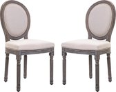 Nancy's Lindenhurst Eetkamerstoelen - Set Van 2 - Gestoffeerd - Keuken stoel - Retro Design - Linnen - 51 x 51 x 96 cm