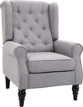 Nancy's Hanahan Fauteuil - Vleugelstoel - Relaxfauteuil - Tufting - Polyester - Grijs - 76 x 86 x 108 cm