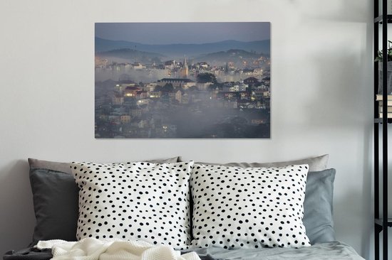 Tableau Toile Turin - Brouillard - Ville - 60x40 cm - Décoration murale
