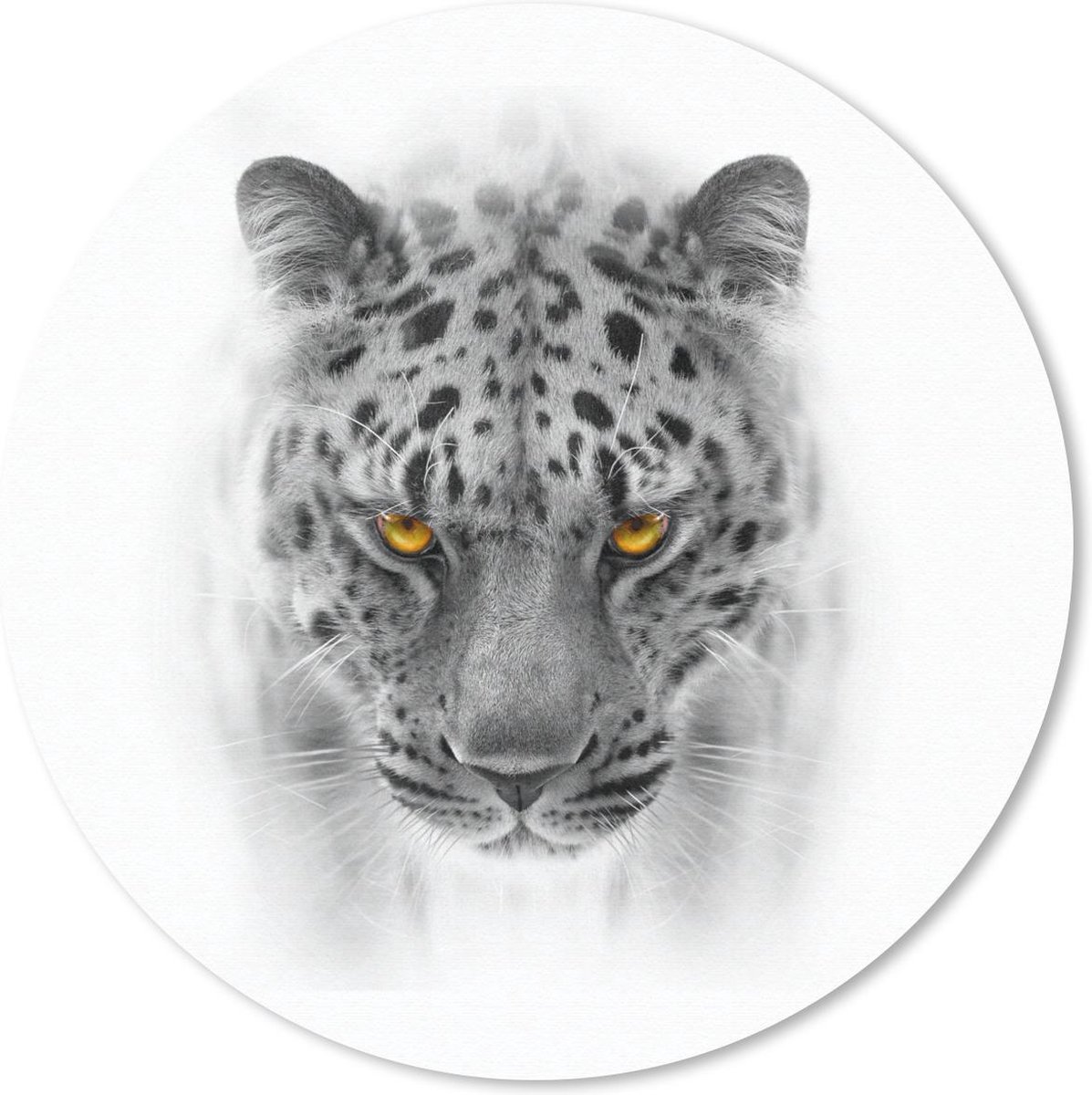 Muismat rond 20x20 cm - Mousepad Luipaard - Zwart - Wit - Dieren - Ronde muismatten
