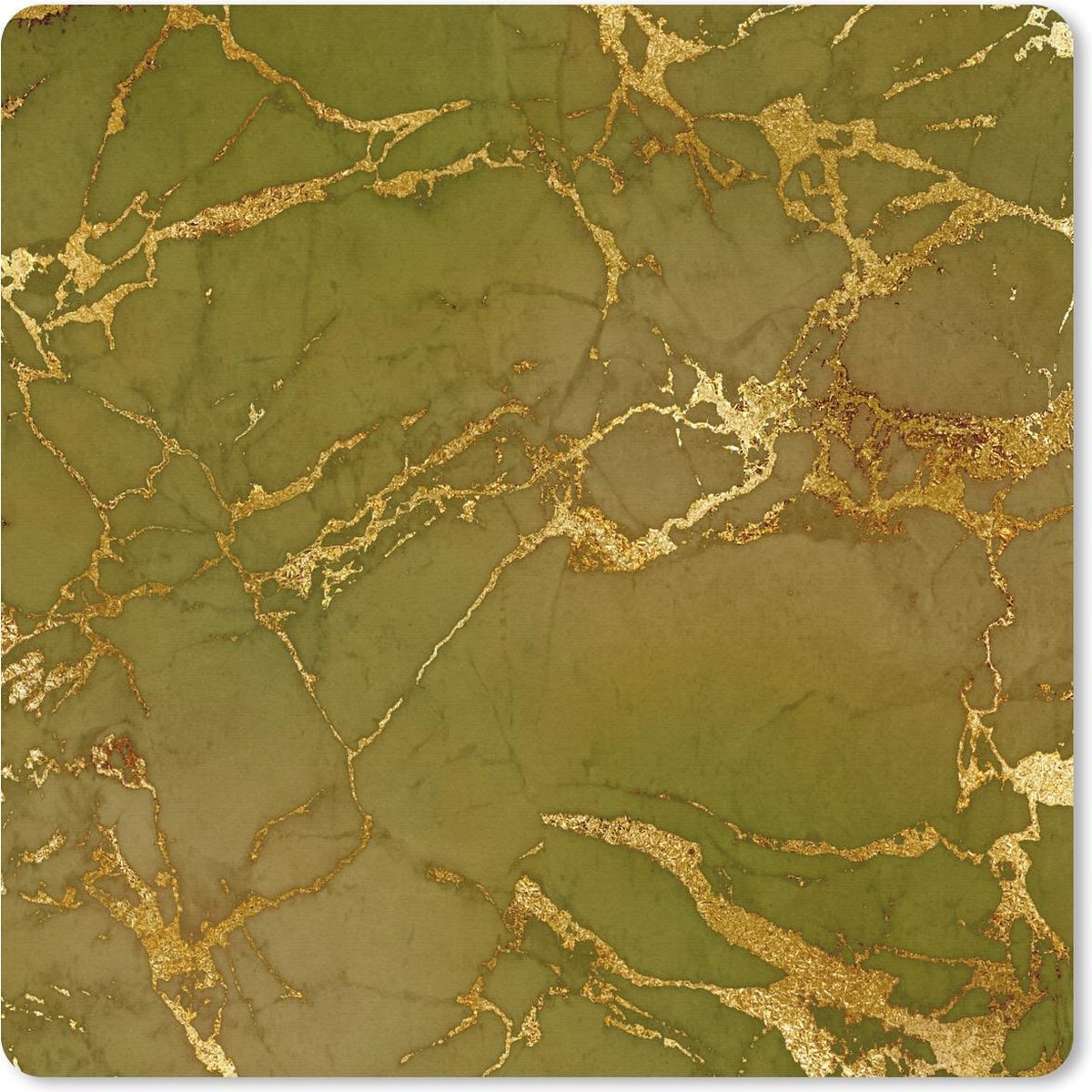 Muismat 20x20 cm - Mousepad Marmer - Patronen - Goud - Groen - Muismatten