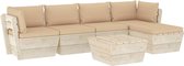 Medina 6-delige Loungeset met kussens pallet vurenhout