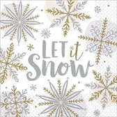 servetten Let it Snow 33 x 33 cm papier wit 16 stuks