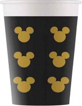 feestbekers Mickey 200 ml karton zwart/goud 8 stuks