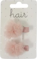 Haarspeldjes duckclip 4.0cm Chiffon Rozet - Oud roze - 2 stuks