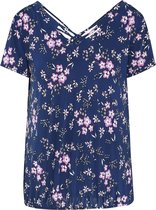 Cassis - Female - T-shirt met bloemenprint  - Marineblauw