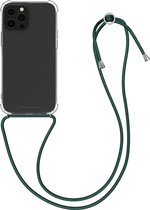 kwmobile telefoonhoesje compatibel met Apple iPhone 13 Pro Max - Hoesje met koord - Back cover in transparant / donkergroen