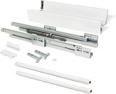 Emuca Ladekit voor keukens Vantage-Q, hoogte 141 mm, diepte 350 mm, met rails, zachte sluiting, Staal, Wit