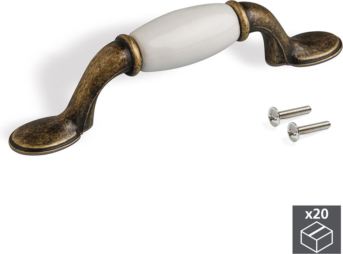 Emuca Meubelgrepen, gatenafstand 76 mm, Zamak en keramiek, Bronzen, 20 st.