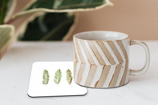 Sous- Sous-verres - Tropical - Feuilles - Wit - 10x10 cm - 6 pièces
