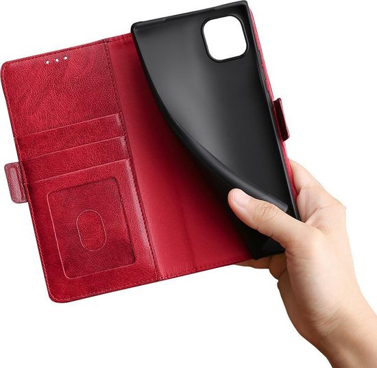 Étui pour iPhone XS avec motif - Cuir PU - Porte-cartes - Fermeture magnétique - Apple iPhone XS - Rouge