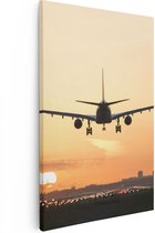 Artaza Peinture sur toile Avion atterrissant au coucher du soleil - 40x60 - Photo sur toile - Impression sur toile