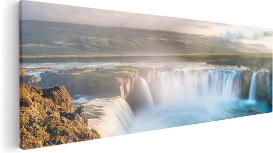 Artaza Canvas Schilderij Watervallen In IJsland - 120x40 - Groot - Foto Op Canvas - Canvas Print
