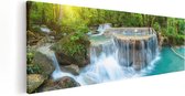 Artaza Canvas Schilderij Waterval In Het Bos In Thailand - 120x40 - Groot - Foto Op Canvas - Canvas Print