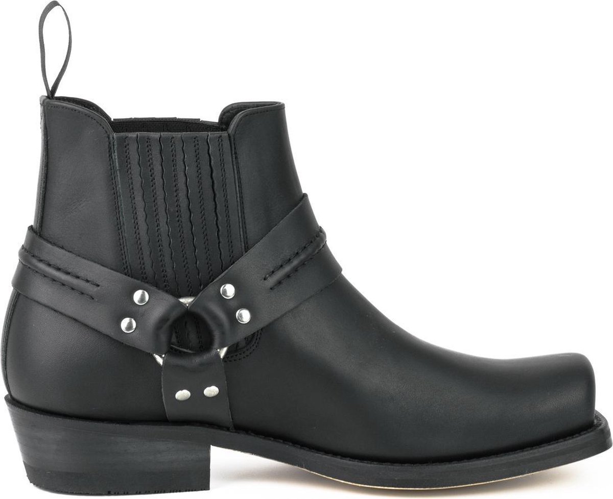 Mayura Boots 04 Zwart/ Cowboy Western Enkellaars Heren Dames Vierkante Neus Vast Spoor Elastiek Sluiting Maat EU 40