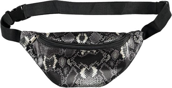 Slangenprint heuptasje/schoudertasje 31 cm voor meisjes/dames -  Zwarte/witte slangen... | bol.com