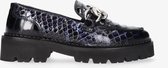 Tango | Bee bold 4-d shiny navy leather loafer - black sole | Maat: 40