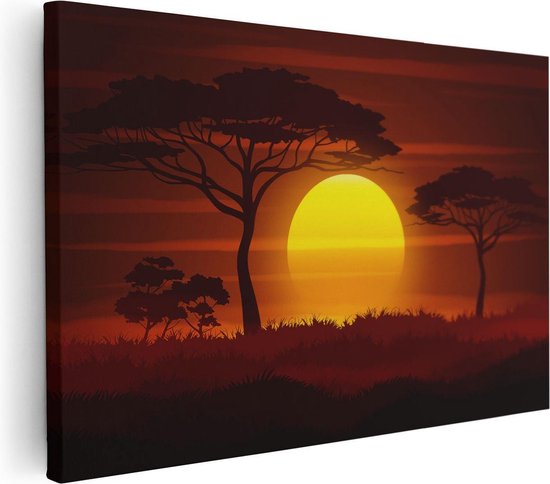 Artaza Canvas Schilderij Zonsondergang In De Savanne - Abstract - 30x20 - Klein - Foto Op Canvas - Canvas Print