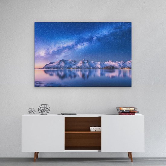 Artaza - Peinture sur toile - Voie lactée dans les Montagnes enneigées - 90x60 - Photo sur toile - Impression sur toile
