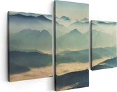 Artaza - Triptyque de peinture sur toile - Paysage de colline pendant la brume - 90x60 - Photo sur toile - Impression sur toile