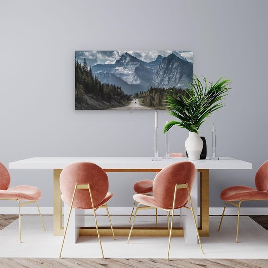 Artaza Peinture sur toile Route devant la grande Berg dans la forêt - 80 x 40 - Photo sur toile - Impression sur toile