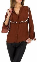 JCL blouse bruin met kraag en wijde mouwen M/38