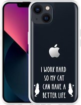 Cazy Hoesje geschikt voor iPhone 13 - Royalty Cat Wit