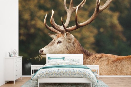 Papier peint - Papier peint photo Cerf - Bois - Forêt - Largeur 390 cm x hauteur 260 cm