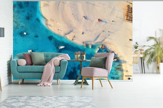 Papier peint - Papier peint photo Plage - Bateau - Mer - Largeur 600 cm x hauteur 400 cm