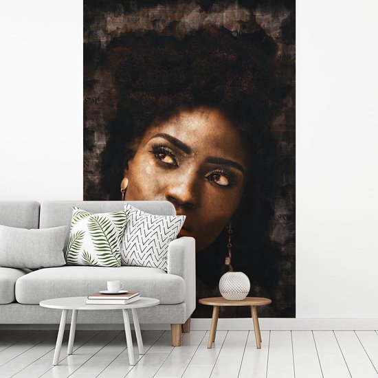 Papier peint - Papier peint photo Femme - Abstrait - Journal - Largeur 145 cm x hauteur 220 cm