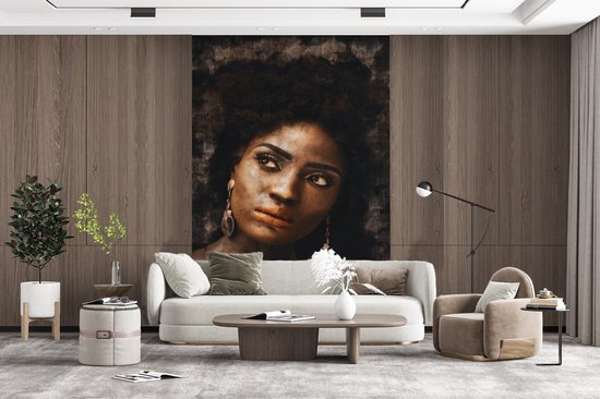 Papier peint - Papier peint photo Femme - Abstrait - Journal - Largeur 145 cm x hauteur 220 cm