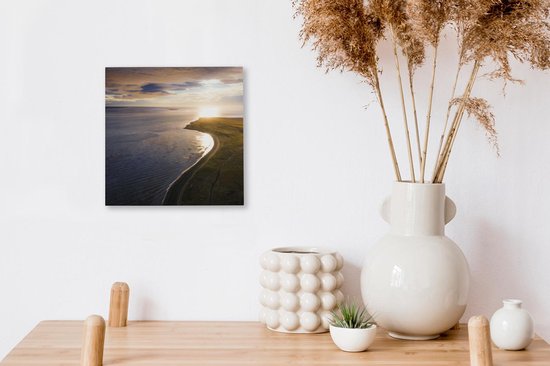 Toile Peinture Mer - Plage - Soleil - 20x20 cm - Décoration murale