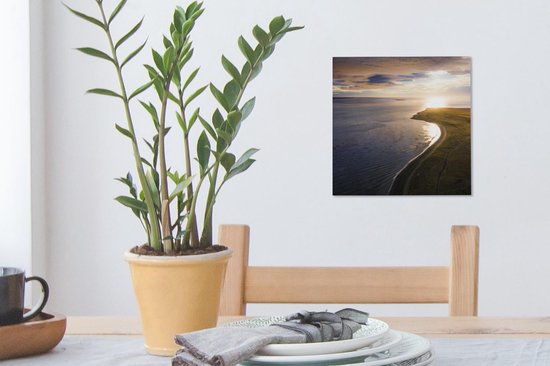 Toile Peinture Mer - Plage - Soleil - 20x20 cm - Décoration murale