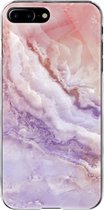 Apple iPhone 7 Plus Telefoonhoesje - Transparant Siliconenhoesje - Flexibel - Met Marmerprint - Marmer - Roze